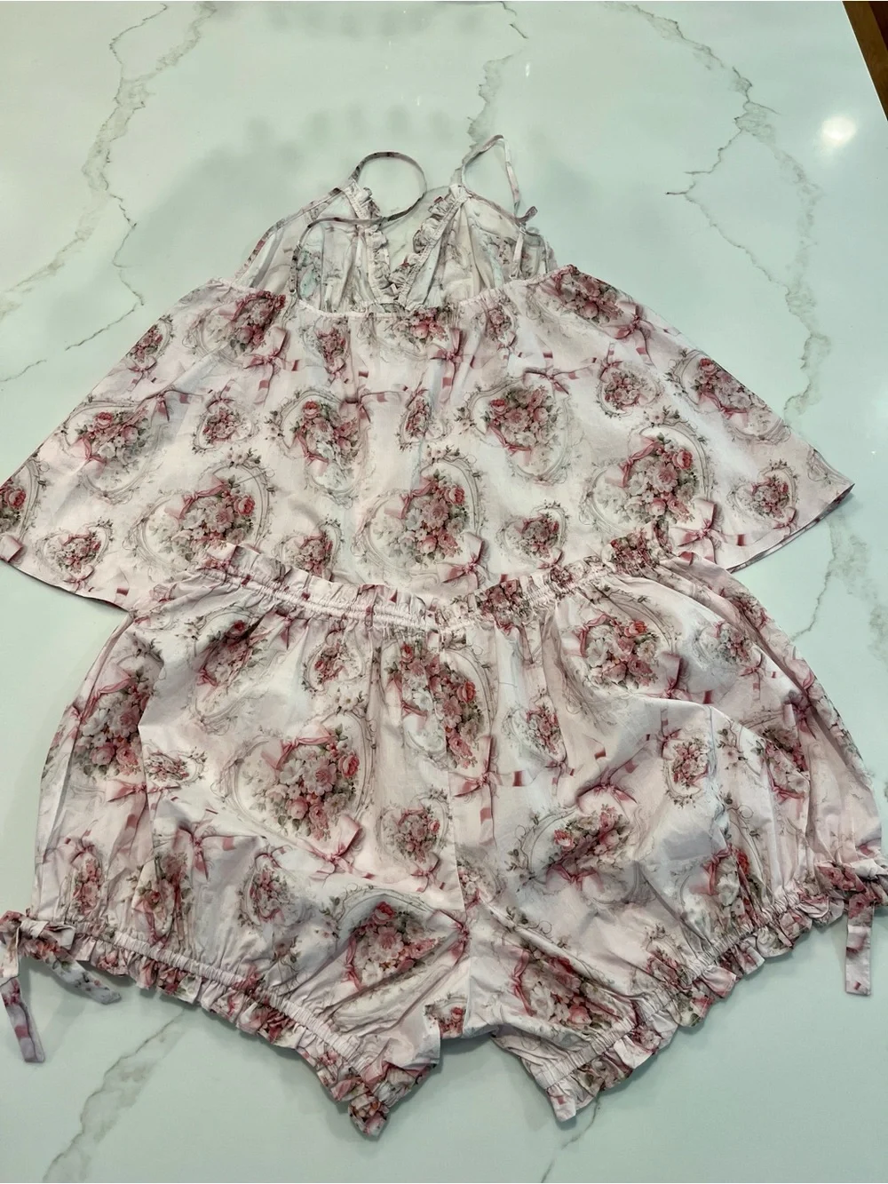 Selkie Secret Lover Day Bed Set 3X | Pink Rose Babydoll & Bloomers Loungewear - Picture 7 of 12